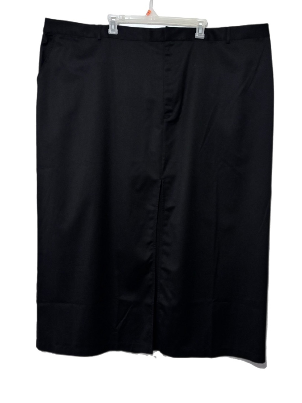 Sleek Black Midi Skirt with Center Front Slit